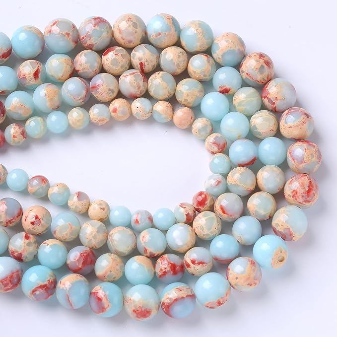 38PCS 10mm Natural Blue Jasper Beads Longevity Mountain Stone Round Loose Spacer Beads for Jewelry Making DIY Energy Stone Healing Power Bracelet 15" (10mm, Blue Jasper)