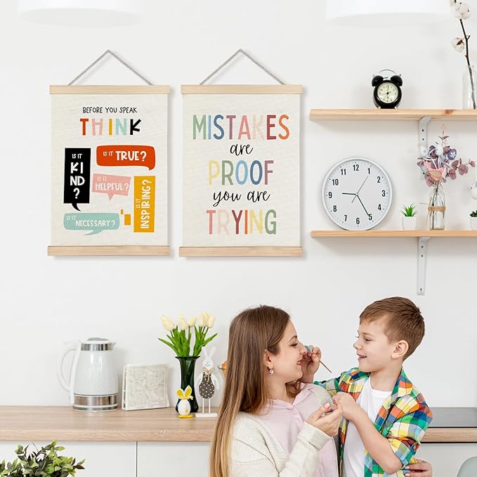 LUVADIAN Classroom Posters, Mistakes Are Proof Poster Hanger Frame, Boho Classroom Decor, Educational Wall Art for Kids Room Classroom Playroom, Teacher Office Decor, 12x16 Inches Set of 2