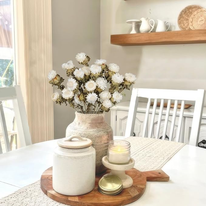 20 Pcs Dried Daisy Flower Bouquet Natural Dried Gerber Daisies Flowers Bundles Real Dried Flowers Mums Chrysanthemum Floral Arrangements for Wedding Party Table Centerpiece Decor Farmhouse