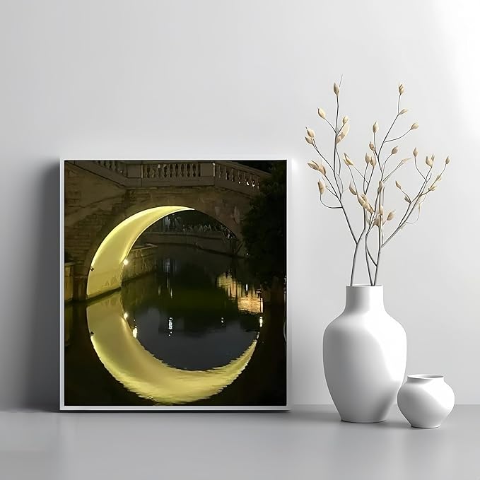 Painting by Numbers Kit for Adults Beginner,Night Bridge Moon Paint by Numbers Easy for Adults,Adult Paint by Number Kits on Canvas,Acrylic Oil Number Painting for Home Wall Decor15.7X19.7 In