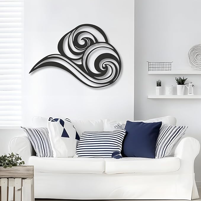Abstract Ocean Wave Metal Wall Sculpture,Coastal Art for Coastal Spaces, Porch & Beach House Decor,Metal Wave Sculpture,Coastal Wall Art for Nautical Interiors (30" x 21" | 76 x 54 cm)