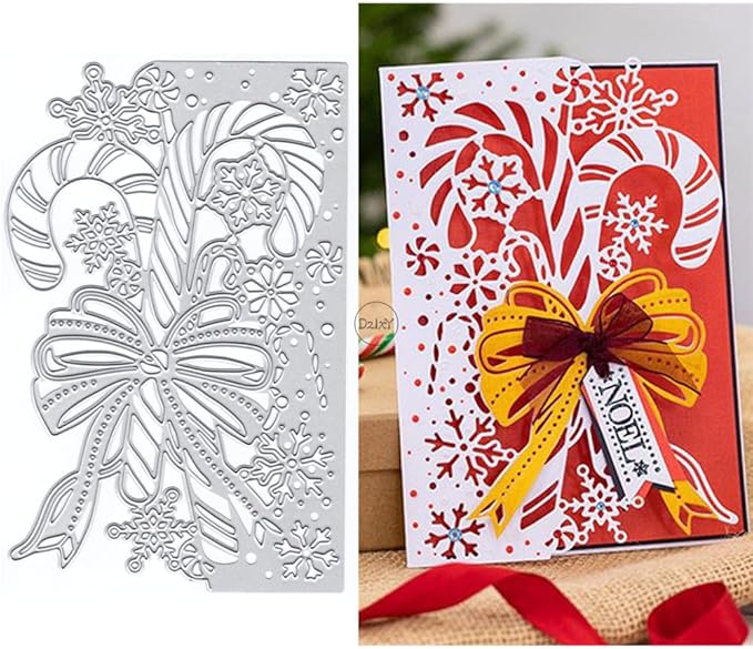 DzIxY Beautiful Cane Snowflake Metal Cutting Dies for Card Making Embossing Paper Die Cuts Sets Album Scrapbooking Templates Stencils Storage Pockets