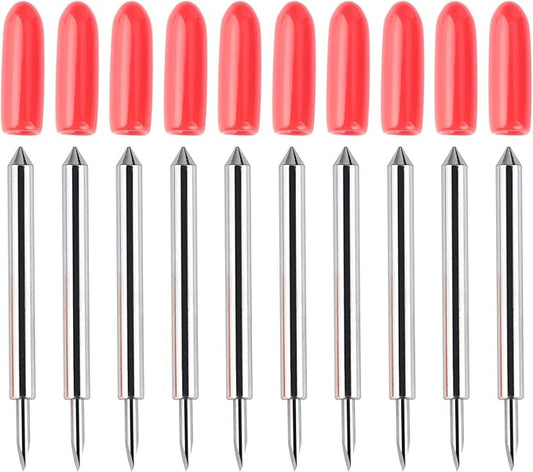 HQMaster 45 Degree Tungsten Steel Lettering Blade Vinyl Cutter Blades for Roland Cutting Plotter Red Cap Pack of 10