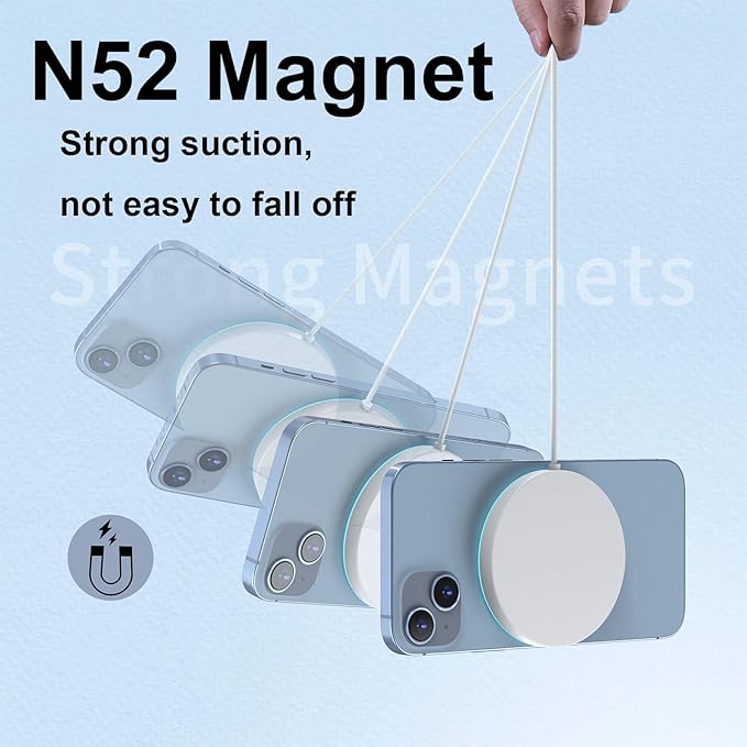 for MagSafe Charger with LED, 15W Magnetic Wireless Charging Pad for iPhone 17 16 15 14 13 12 Air Pro Max Plus mini/AirPods 2 3 Pro, Slim Portable Strong Magnet Quick Charger, Dual USB-C/A Ports-White