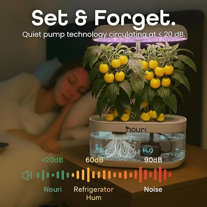 Nouri 7 Pod Smart Garden for Home Cooks | w/Heirloom Salad | Hydroponics Growing System | LED Grow Lights | Indoor Herb Garden Kit | Herb Growing Kit Indoors for Plant Lovers, Gardeners, Kitchen