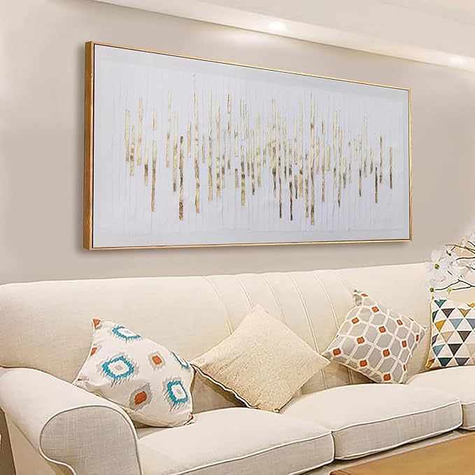Wall Art Framed Artwork Wall Decor White Background Golden Decoration Golden Years Abstract Morden Canvas Painting For Bedroom Living Room Office Home Decor 20"X40"