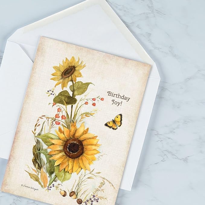 Current Autumn Sunflower Greeting Cards- Set of 18 Large 5 x 7-Inch Folded Cards, Holiday Card Value Pack, Envelopes Included