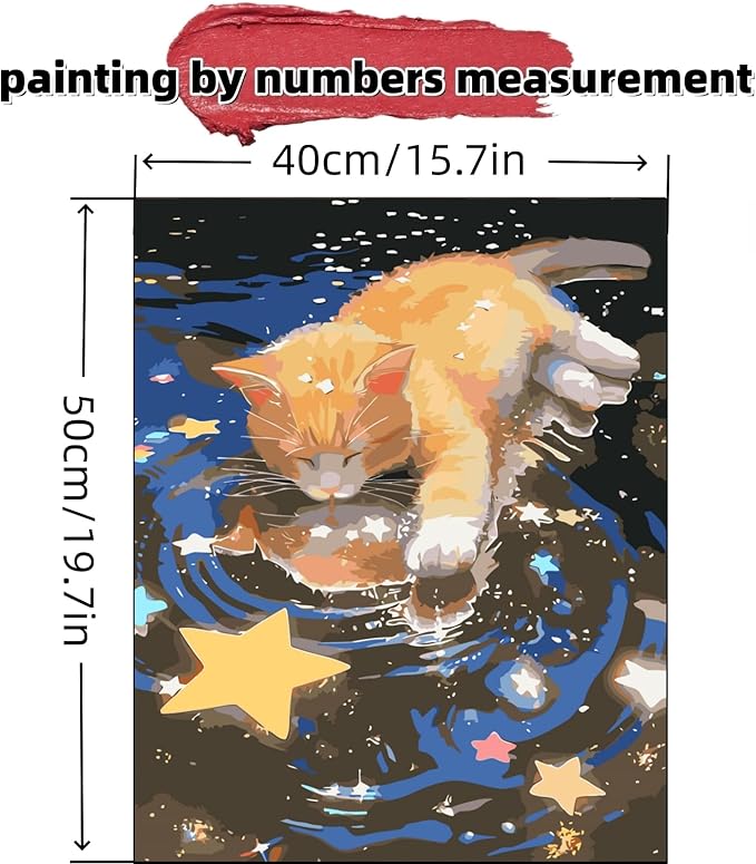 JYXSJYYD Paint by Numbers Kit for Adults Beginner,Star Cat Paint by Number Kits Canvas Without Framed,Animal Cat DIY Acrylic Oil Painting Adults Paint by Numbers Kits for Home Wall Decor 16x20 Inch