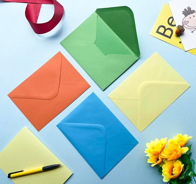 50 Pack Blank cards and envelopes,A7Self-Adhesive Envelopes with aestheticsFold Cards 5x7 for Wedding, GreetingCards, Baby Shower, Letter Mailing. (Sunny Vibrant Tones)