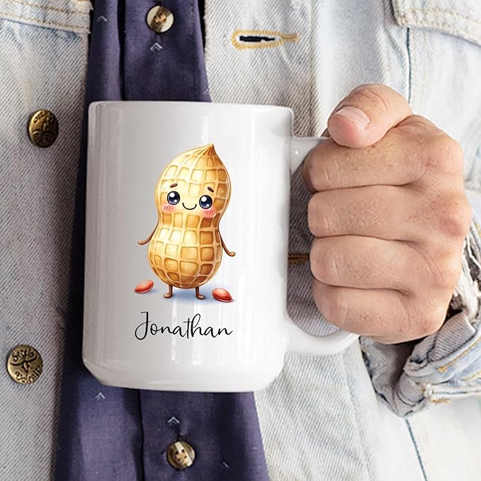 Personalized Name Peanut Coffee Mug, Peanut Lover Mugs, Custom Peanut White Ceramic Mug 11Oz 15Oz, Peanut Cup Gifts For Vegetable Lovers, Vegan Mug, Peanut Vegetarian Coffee Cup, Vegetable Tea Cup