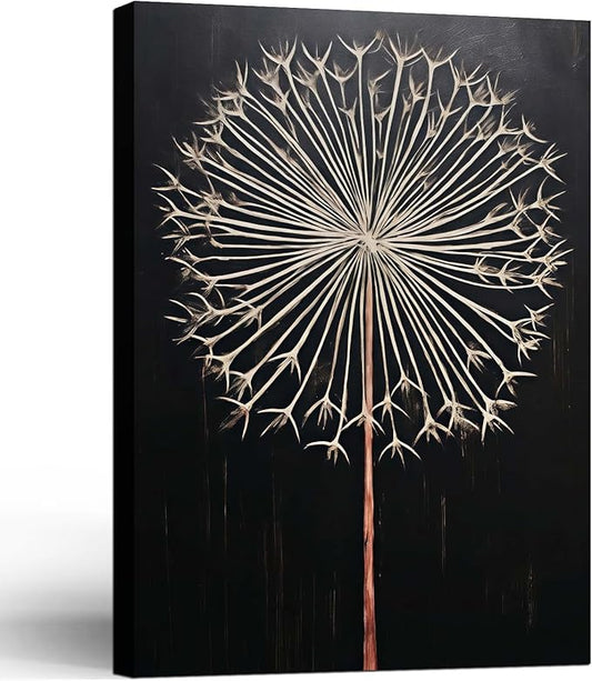 Framed Dandelion Plant Fun Wall Art Decor Canvas Print Poster Picture Modern Minimalist Artwork Bathroom Living Room Bedroom Office Gallery Decor 16x24 Inch Ready to Hang