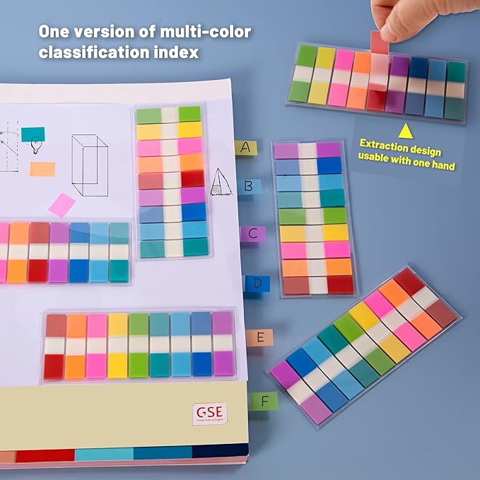 Golcellia 1440 Pieces, Transparent Sticky Notes, Page Markers, Book Tabs, Pop Up Index Tabs