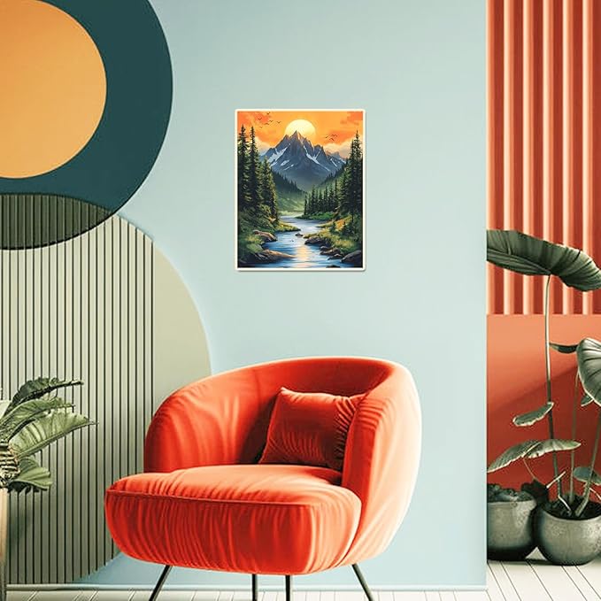 Mountain Paint by Numbers Kit for Adults Beginner Sunset Oil Painting Kit Adult Paint by Number Kits on Canvas Landscape DIY Painting for Beginners Art by Numbers for Gifts Home Wall Decor 16x20 Inch