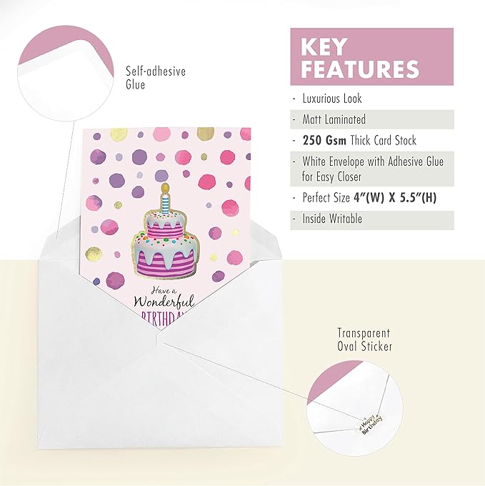 easykart labels 120 Birthday Cards Assortment with Greetings Inside. For Businesses and Individuals, 4x5.5 Inch Assorted Foiling Cards with Envelope with Sealing Stickers