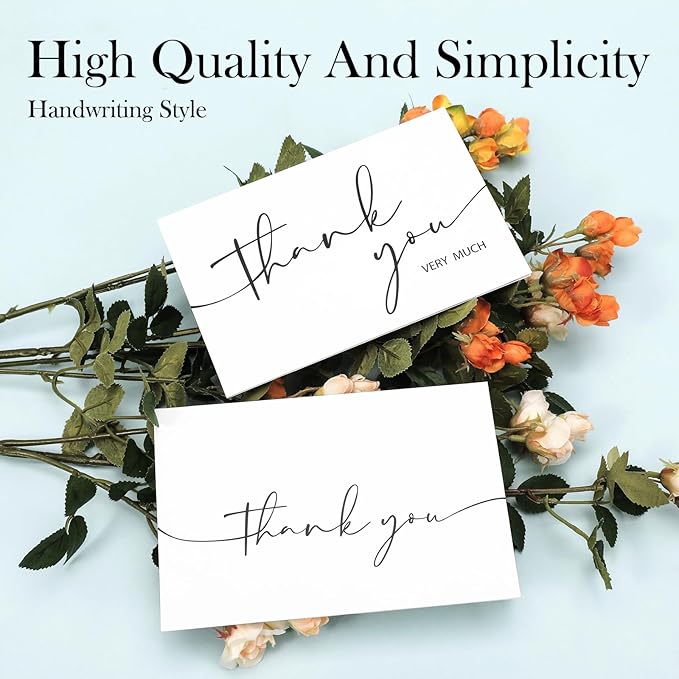 24 PCS Thank You Cards With Envelopes,4x6 Inch Minimalistic Design, Thank You Notes for Wedding,Bridal Shower, Business, Baby Shower, Small Business, Funeral, Graduation(White)