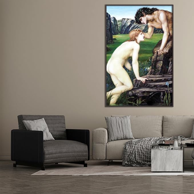 OKRA Edward Burne Jones Canvas Wall Art Pan And Psyche Poster Vintage Poster Master Painting Print Modern Home Decor Suitable for Home Office Classroom Wall Decor Unframed(12x18in/30x45cm)