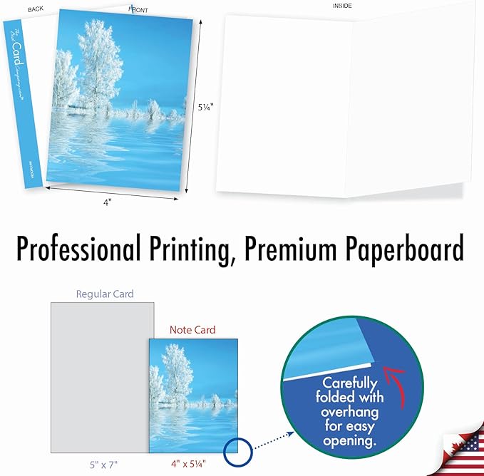 The Best Card Company - Box of 10 All Occasion Cards Blank (4 x 5.12 Inch) - Scenic Landscape Cards Assorted - Tree-flections AM6134OCB-B1x10-NB