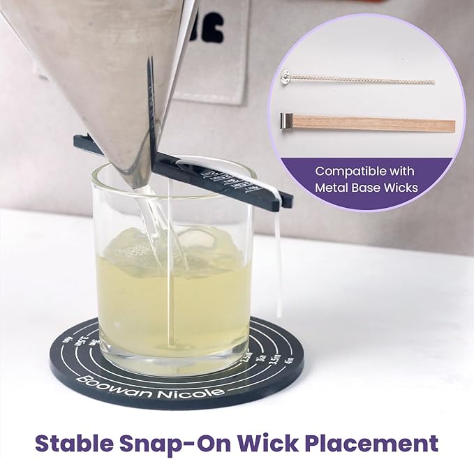 BOOWAN NICOLE Universal Wick Centering Setter Tool for Candle Making - Center & Set Wicks in 1 Second, Wick Holder for Most Candle Jar & Refill Sizes (A0356)