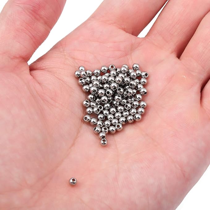 Stainless Steel Spacer Beads 3x2.5mm Round Loose Charm Caps Beads for DIY Jewelry Making 100pcs with 1mm Hole