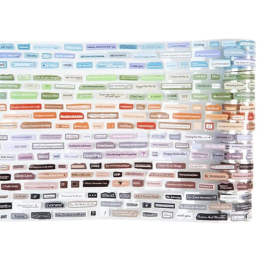 Words Pre-Cut Tapes Set, 6 Rolls Phrase Ephemera for Junk Journaling, Scrapbooking, Crafting, DIY Projects, Diaries, and Art Supplies