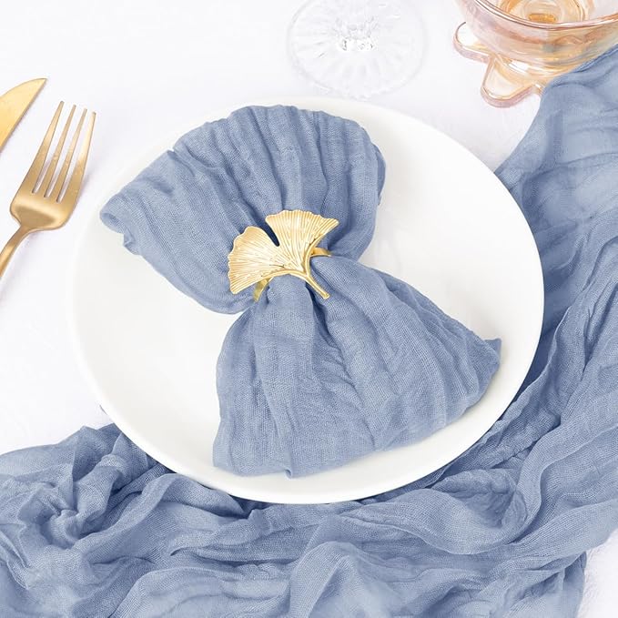 12 Pack Dusty Blue Cheesecloth Napkins Spring Cloth Napkins Set of 12 Blue Dinner Napkins Bulk 21x21 Inches for Wedding Bridal Shower Baby Shower Valentine's Day
