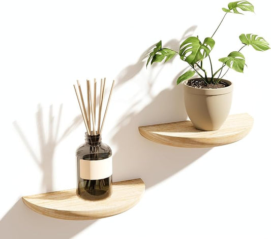 Solid Wood Half Round Floating Wall Shelves | Elegant Floating Shelves, Elevate Your Space. Perfect for Living Rooms, Bathrooms, Bedrooms, Offices, Children's Rooms