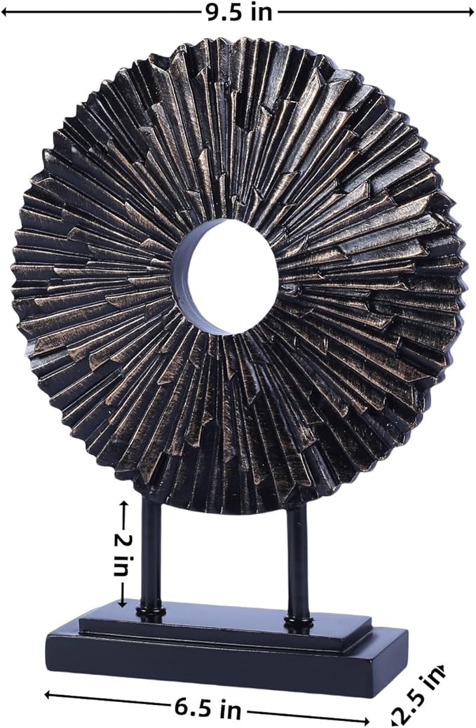 CECKQUE Minimalist Round Statue Above Cabinet Decor Kitchen, Modern Decorative Sculpture Home Decorations for Living Room Coffee Table, Office Decor Items, Center Pieces Decoration (Black)
