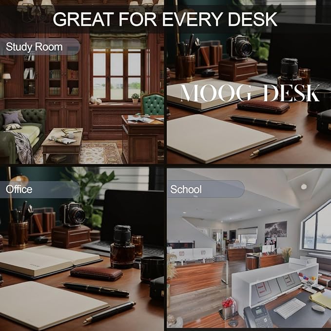 MOOGCO Bonded Set - Leather Desk Organizer - Desk Accessories - Home Office Accessories - Desk Supplies - Leather Desk Set
