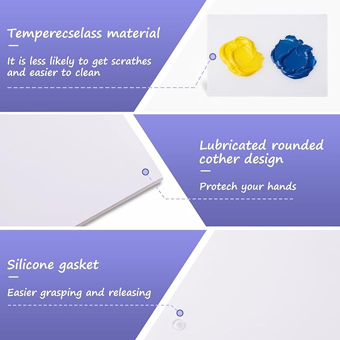 7x9 Inch Neutral Tempered Glass Palette for Oil Painting | Neutral Grey Scratch-Resistant Surface | Keeps Paints Wet & Effortless to Clean | Essential for Artists & DIY Color Mixing
