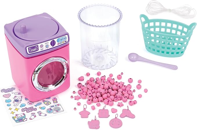Make It Real: Purr-FECT Wash 'N Bead Bracelets - 141pc, DIY Jewelry Craft Kit, Design-Make 5 Charm Bracelets, Spin to Style, Bead Cleaning, Kids 8+