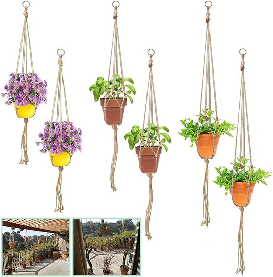 Keadic 6Pcs Macrame Plant Hanger, 3 Sizes Indoor Hanging Plant Holder Hanging Plant Holder Plant Hangers Hanging Planters for Indoor Plants for Home Patio Garden