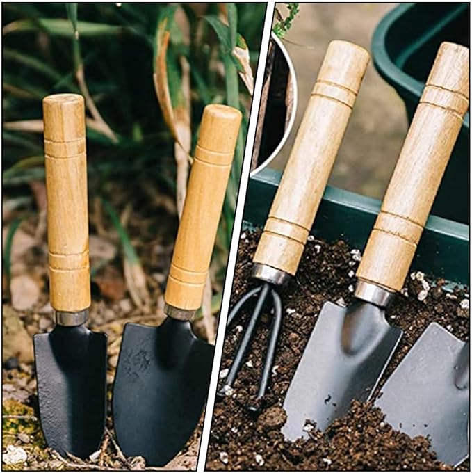 10pcs Succulent Gardening Tool Set for Miniature Planting and Bonsai with Wooden Handles, Indoor Potting Hand Tools Kit for Transplanting Flowers and Cactus