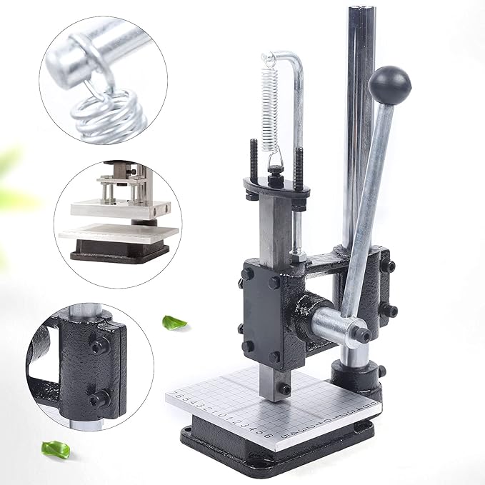 WATEBATH Leather Imprinting Machine Device Embossing Stamp Press Logo Embossing Leather Stamp Hole Punching DIY Logo Bronzing Tool Cutting Stitching Kit with Scale Board