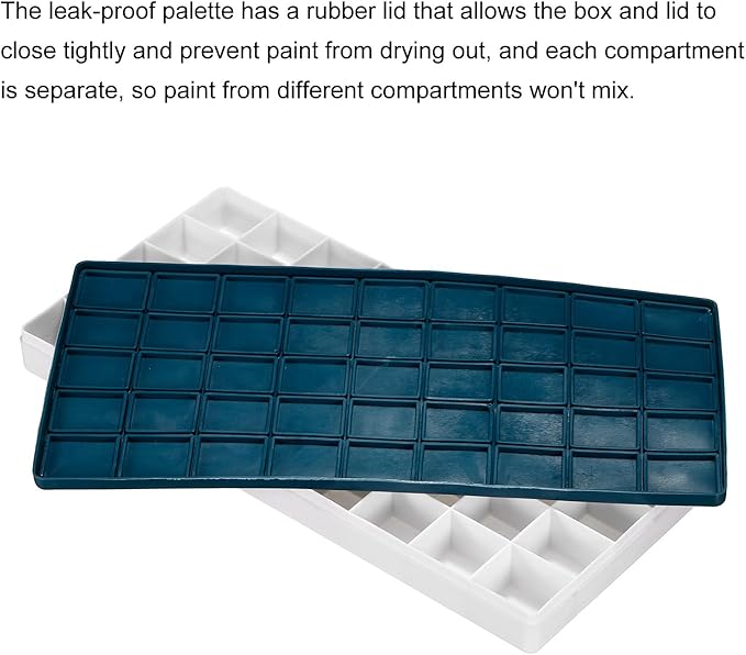 PATIKIL 44 Compartments Paint Palette, 2 Pack Plastic Painting Tray Deep Saver Box Detachable with Soft Cover Art Supplies Storage Organizer for Watercolor Gouache Oil Paint Art