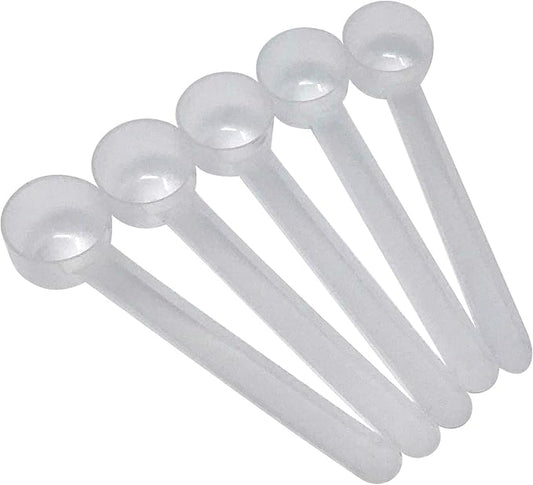 2 Tsp (2/3 Tbsp | 10 mL) Long Handle Rounded Scoop for Coffee, Protein Powder, Pet Food, Spices, Grains, Dry Goods – Food-Grade BPA-Free Plastic Measuring Spoon (Pack of 5)