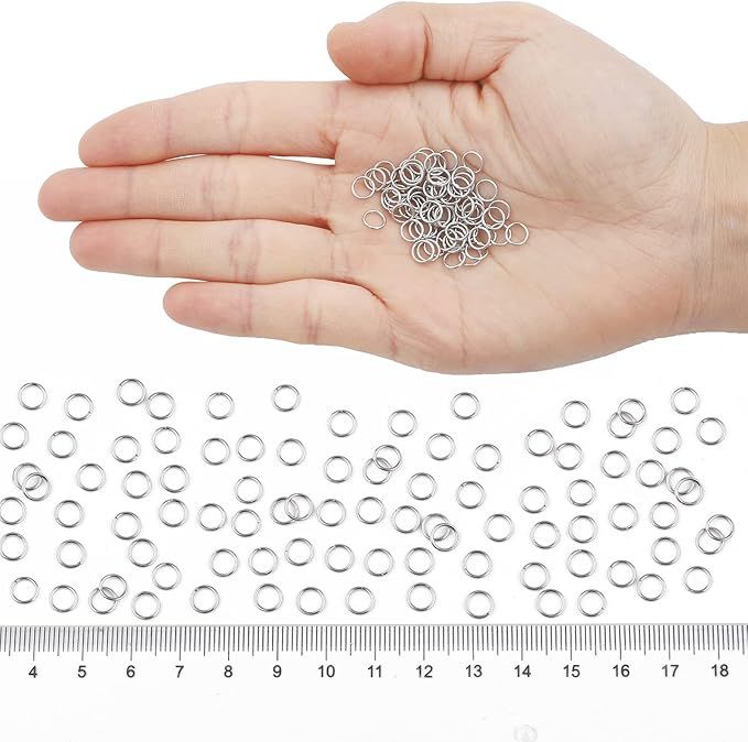 1000pcs 304 Stainless-Steel Jump Rings for Jewelry Making Supplies 5mm 21Gauge Boxed Silver Open Jump Rings Jewelry Findings Jump Ring for DIY Bracelet Earrings Necklace Connectors Charm Ring