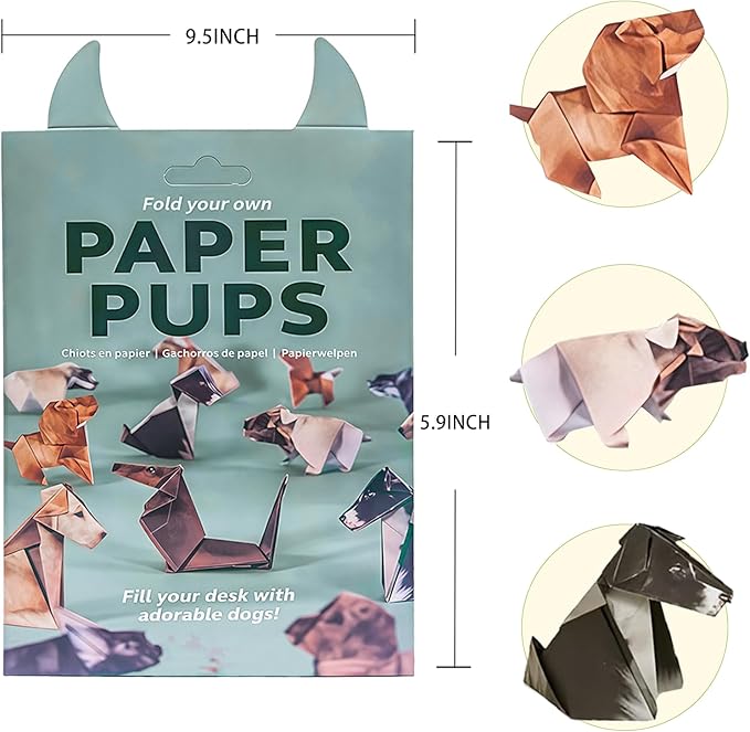 DIY Paper Cats Origami Kit for Making Cute Origami Cat, Crafts for Adults & Kids Activities Paper Cats for Desk Decoration, Gift for Cat Lovers & Valentine’s Day (Dogs Origami)