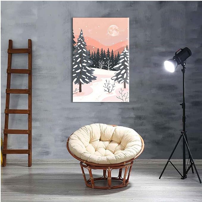 Canvas Wall Art serene winter landscape art print Christmas snow cosy winter's day 28x40in-UnFramed