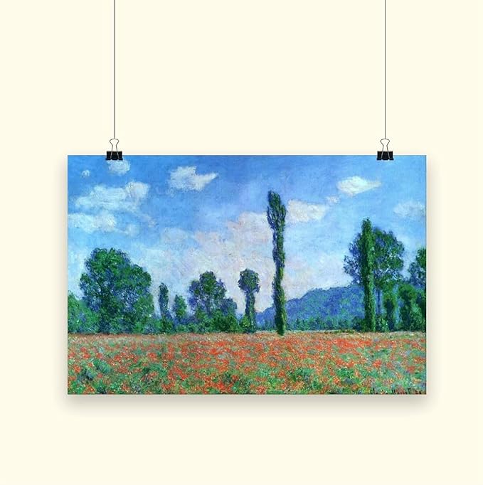 CFIOZYOS 40+ Monet Famous Print Posters Poppy Field in Giverny by Claude Monet Impressionism Poster for Teen Boys Room Wall Art Canvas Painting Print Unframe 12×18inch(30×45cm)