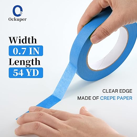Blue Masking Tape,Painters Tape,Blue Painters Tape for Automotive paniting,DIY Paper Arts & Crafts, Spraying Drywall Paint, No Residue & Easy to Clean Up,6pcs 0.7in. X 54 Yd Painter's Tape