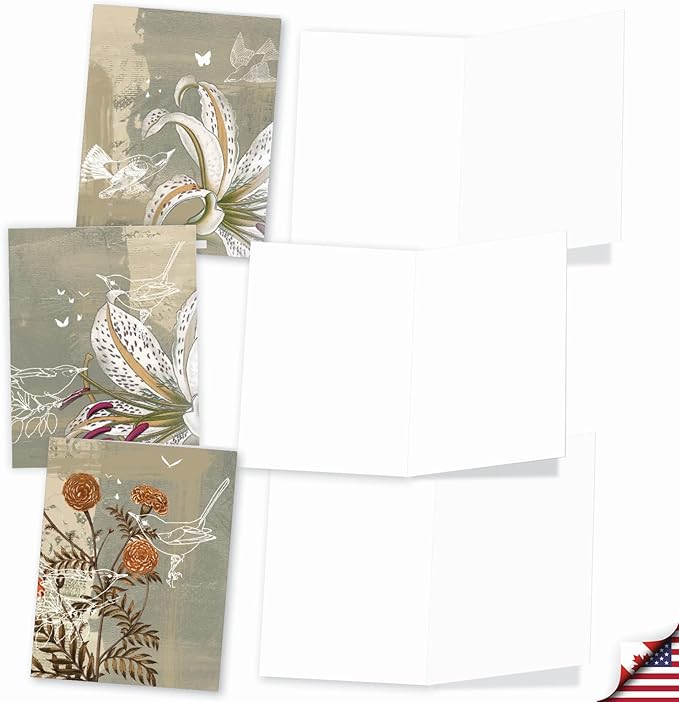 The Best Card Company - 10 Assorted Flower Cards Blank for Women (4 x 5.12 Inch) - All Occasion Floral Greetings Boxed - Floral Collages M2986OCB
