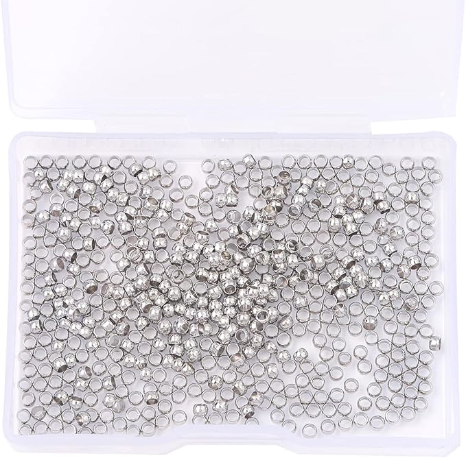 Platinum Plated Crimp Beads Non Tarnish 2.5mm 600pcs for Jewelry Making Findings