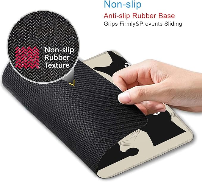 Mouse Pad, Cute Funny Black Cats Mouse Pads for Desk,Waterproof Anti-Slip Rubber Gaming Mouse pad with Stitched Edges for Gaming Office Laptop Computer Men Women