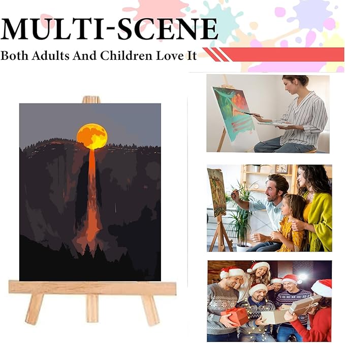 Painting by Numbers Kit for Adults Beginner,Super Moon Waterfall Paint by Numbers Easy for Adults,Adult Paint by Number Kits on Canvas,Number Painting Acrylic Oil Painting Home Wall Decor 15.8X19.7 In