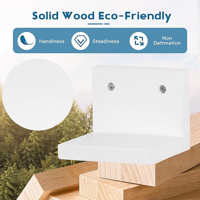 Small Floating Shelf for Wall Set of 6,Mini Shelves for Display Small Figurine,Plant,Collectibles,Wall Shelves for Bedroom Living Room Bathroom Kitchen Decor（White）