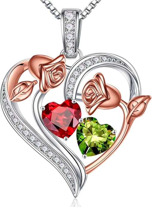 Iefil Christmas Gifts for Women Wife - 925 Sterling Silver Rose Heart Necklace, Stocking Stuffers for Women, Anniversary Birthday Gifts for Wife Girlfriend Mom