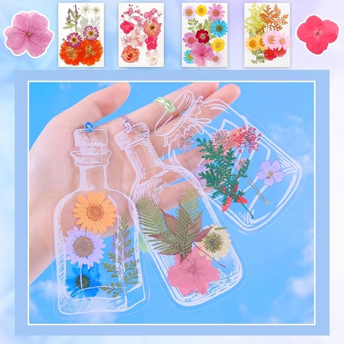 Real Dried Pressed Leaves Natural Dried Leaf for Candle Resin Jewelry Soap Nail Pendant Phone Case Crafts Making Floral Decors Scrapbooking DIY (48 Pcs Real Dried Leaves Flowers)
