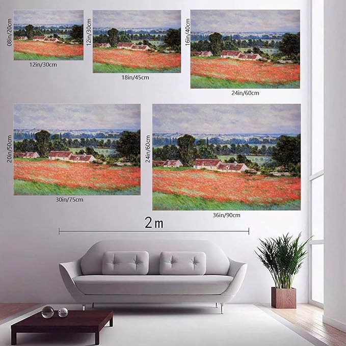 CFIOZYOS 40+ Monet Famous Print Posters Poppy Field at Giverny by Claude Monet Impressionism Canvas Wall Art Print Poster For Home School Office Decor Frame 12×18inch(30×45cm)