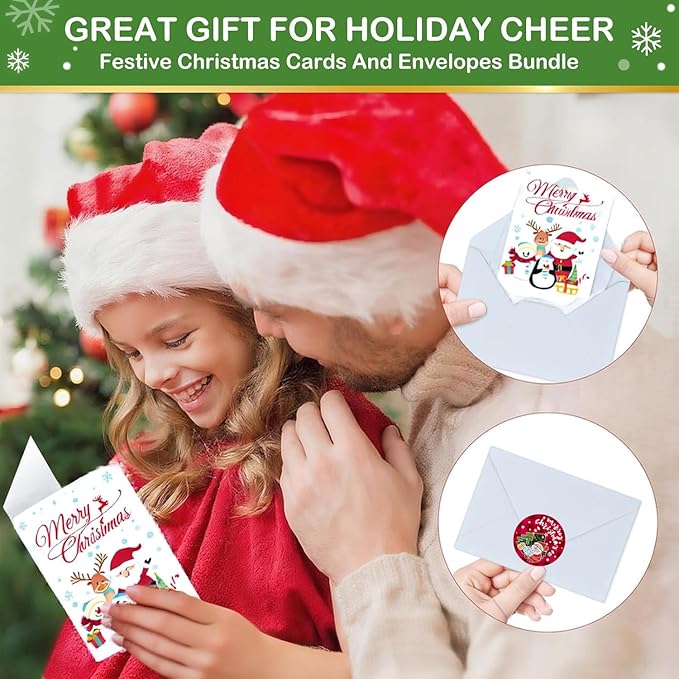 24 Pack of Christmas Cards Holiday Greeting Cards with Envelopes & Stickers 4 x 6 inch Winter Blank Note Cards for Xmas Holiday Party Invitation Supplies