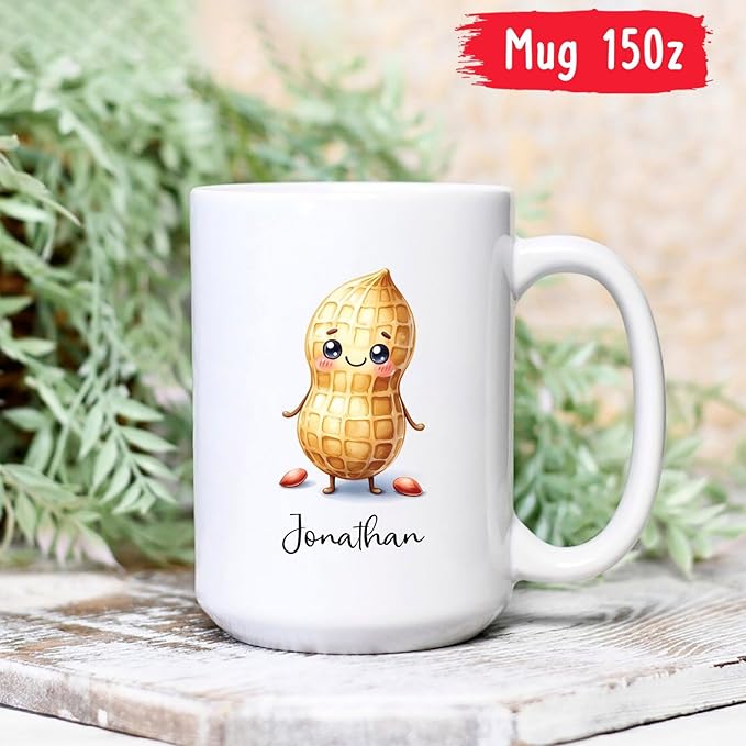 Personalized Name Peanut Coffee Mug, Peanut Lover Mugs, Custom Peanut White Ceramic Mug 11Oz 15Oz, Peanut Cup Gifts For Vegetable Lovers, Vegan Mug, Peanut Vegetarian Coffee Cup, Vegetable Tea Cup